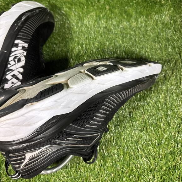 Hoka One One Bondi 7 Black Running Shoes Sneakers 10.5 Women 1110519 BWHT - Picture 12 of 14